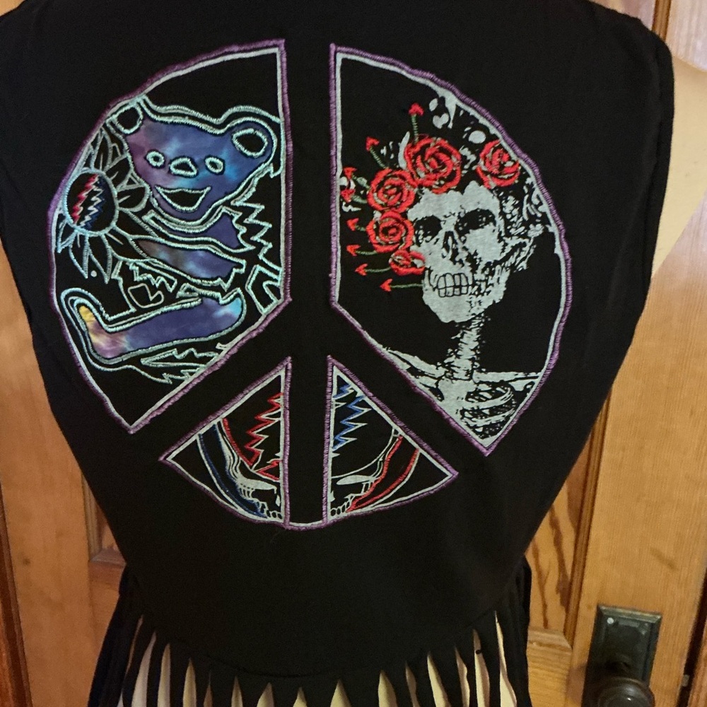 Grateful Dead The Wheel Fringed Vest - Picture 6 of 10